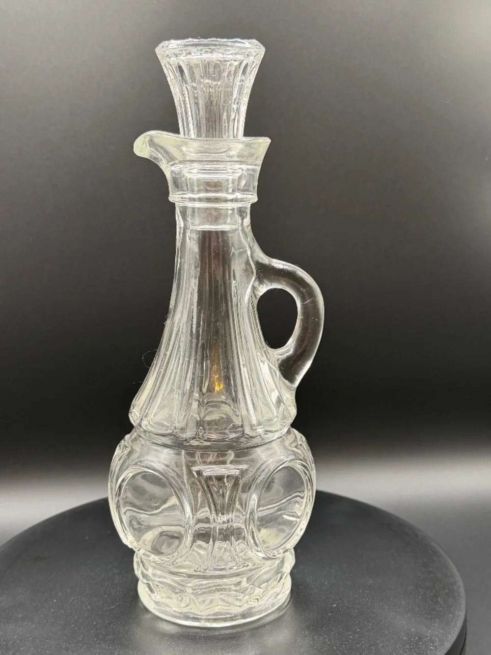 Vintage Clear Pressed Glass Oil & Vinegar Cruet Set